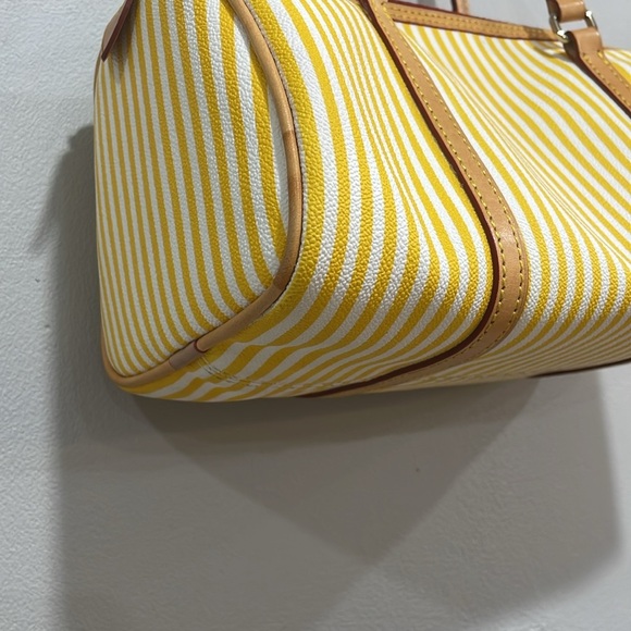 Dooney & Bourke yellow striped leather barrel satchel bag - Picture 4 of 16
